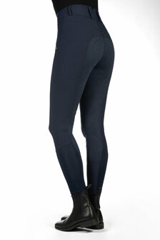 HKM rijbroek Lia High Waist siliconen zitvlak donkerblauw