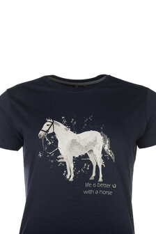 HKM t-shirt Sparkle donkerblauw
