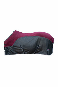 HKM vliegendeken Comfort met fleece donkerrood/zwart