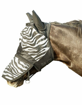 HKM vliegenmasker met oren en neusflap zebra