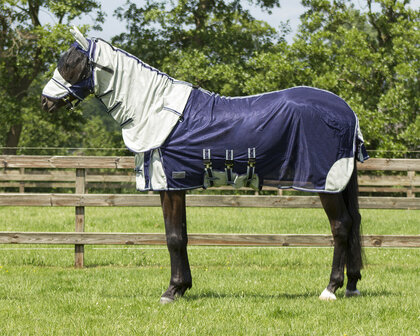 QHP vliegendeken met hals en masker blauw