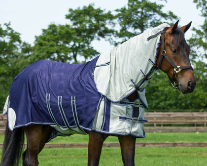 QHP vliegendeken met hals en masker blauw