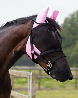 QHP vliegenmasker met afneembare neusflap roze