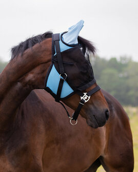 QHP vliegenmasker met afneembare neusflap lichtblauw