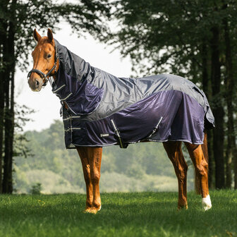 Horka combi vliegendeken met waterdichte rug en afneembare hals blauw