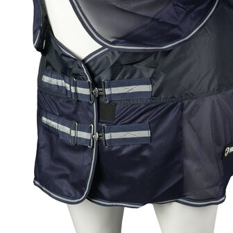 Horka combi vliegendeken met waterdichte rug en afneembare hals blauw