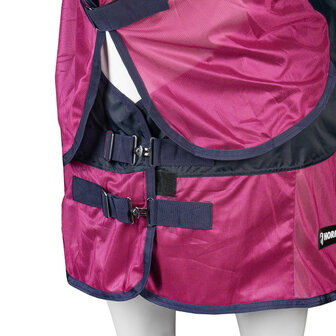 Horka combi vliegendeken met waterdichte rug en afneembare hals navy/magenta