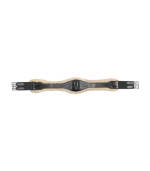 Waldhausen lange leren singel met bont zwart