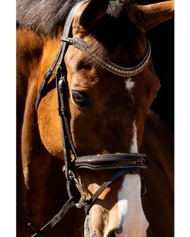 Anatomisch Hoofdstel met Swarovski &amp; Rocky Glitters &ndash; Comfort &amp; Luxe voor Je Paard bruin