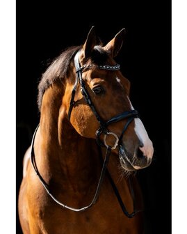 HB Anatomisch Hoofdstel met Swarovski en Luxe Glitters Showtime Jump lak zwart