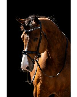 HB Anatomisch Hoofdstel met Swarovski en Luxe Glitters Showtime Jump lak zwart