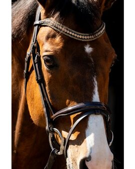 HB Anatomisch Hoofdstel met Swarovski en Luxe Glitters Showtime Jump lak bruin