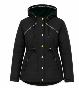 Mrs. Ros parka met capuchon zwart &amp; groen