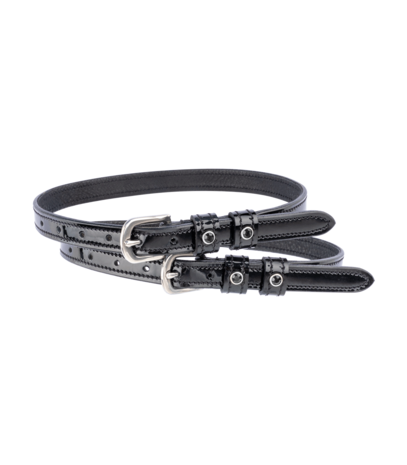 Waldhausen leren sporenriempjes Stone zwart/zilver