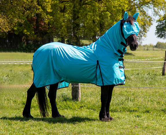 HKM vliegendeken met hals Aqua
