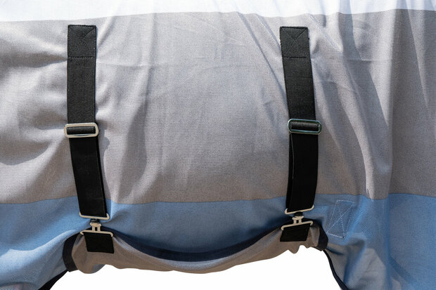 HKM vliegendeken met hals Strong blauw/wit/grijs
