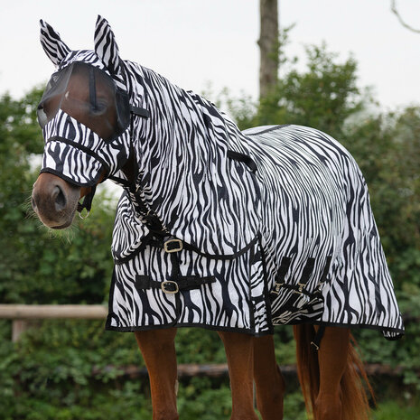 QHP vliegendeken met hals en masker zebra