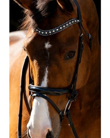 HB Anatomisch Hoofdstel met Swarovski en Luxe Glitters Showtime Jump lak zwart