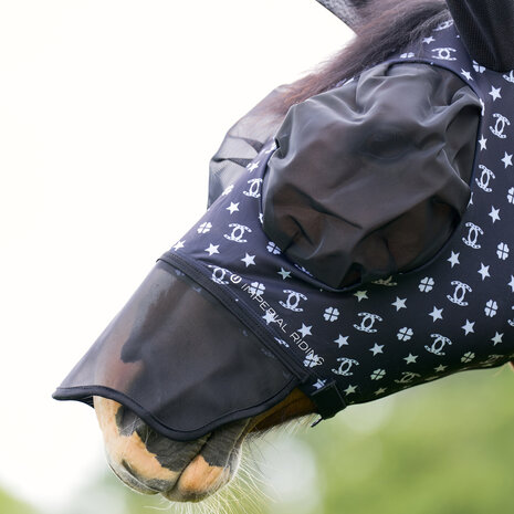 Imperial Riding vliegenmasker Trail Ride UV bescherming zwart AOP