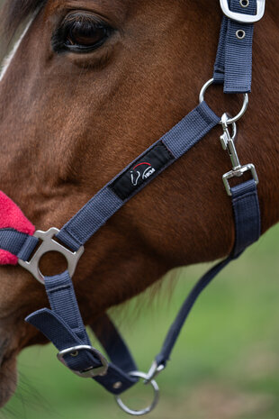 HKM halsterset met halstertouw & vliegennet grijs