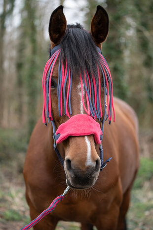 HKM halsterset met halstertouw & vliegennet grijs