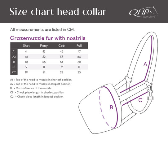 QHP Graasmasker Bont met Neusgaten &ndash; comfortabel graasmasker met veilige sluiting
