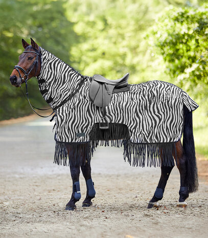 Waldhausen Vliegendeken Uitrijdeken UV Werend Zebra met Franjes