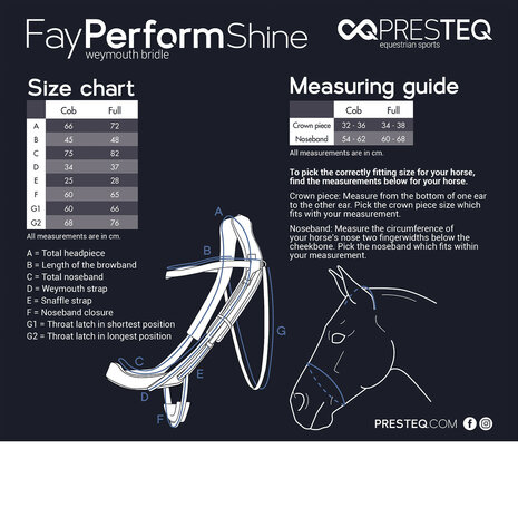 PresTeq hoofdstel stang & trens FayPerform Shine