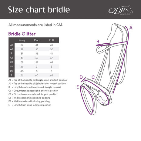 QHP hoofdstel Glitter